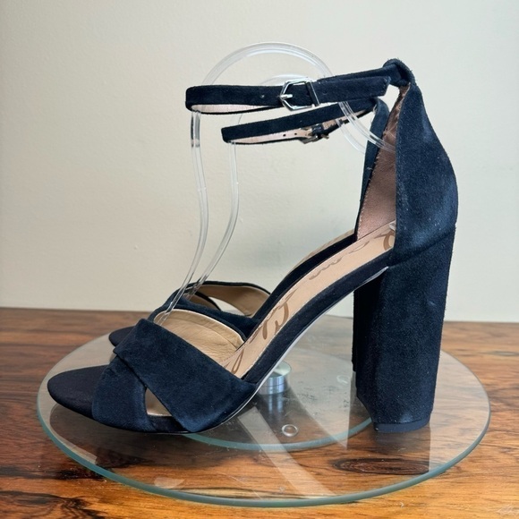NEW Sam Edelman Yancy black Suede Heel Sandals - Picture 1 of 14